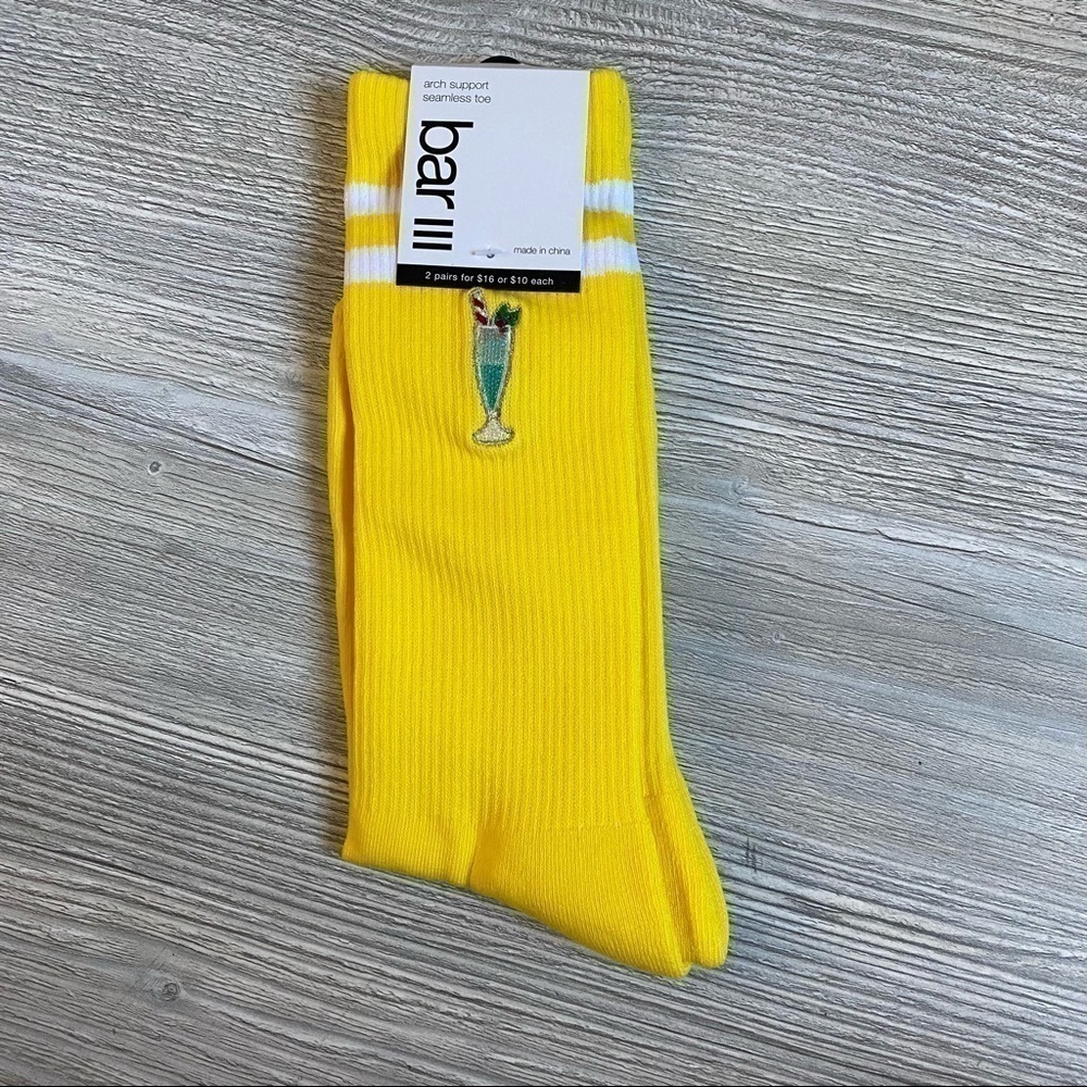 Bright yellow and white striped novelty drink decoration socks